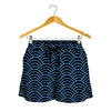 Blue And Black Japanese Pattern Print Women's Shorts