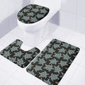 Blue And Black Sea Turtle Pattern Print 3 Piece Bath Mat Set
