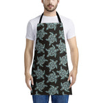 Blue And Black Sea Turtle Pattern Print Apron