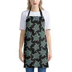 Blue And Black Sea Turtle Pattern Print Apron