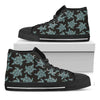 Blue And Black Sea Turtle Pattern Print Black High Top Shoes