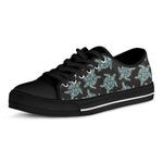 Blue And Black Sea Turtle Pattern Print Black Low Top Shoes