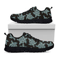 Blue And Black Sea Turtle Pattern Print Black Running Shoes