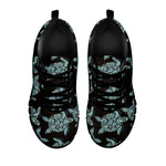 Blue And Black Sea Turtle Pattern Print Black Sneakers