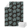 Blue And Black Sea Turtle Pattern Print Blanket