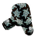 Blue And Black Sea Turtle Pattern Print Boxing Gloves