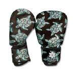 Blue And Black Sea Turtle Pattern Print Boxing Gloves