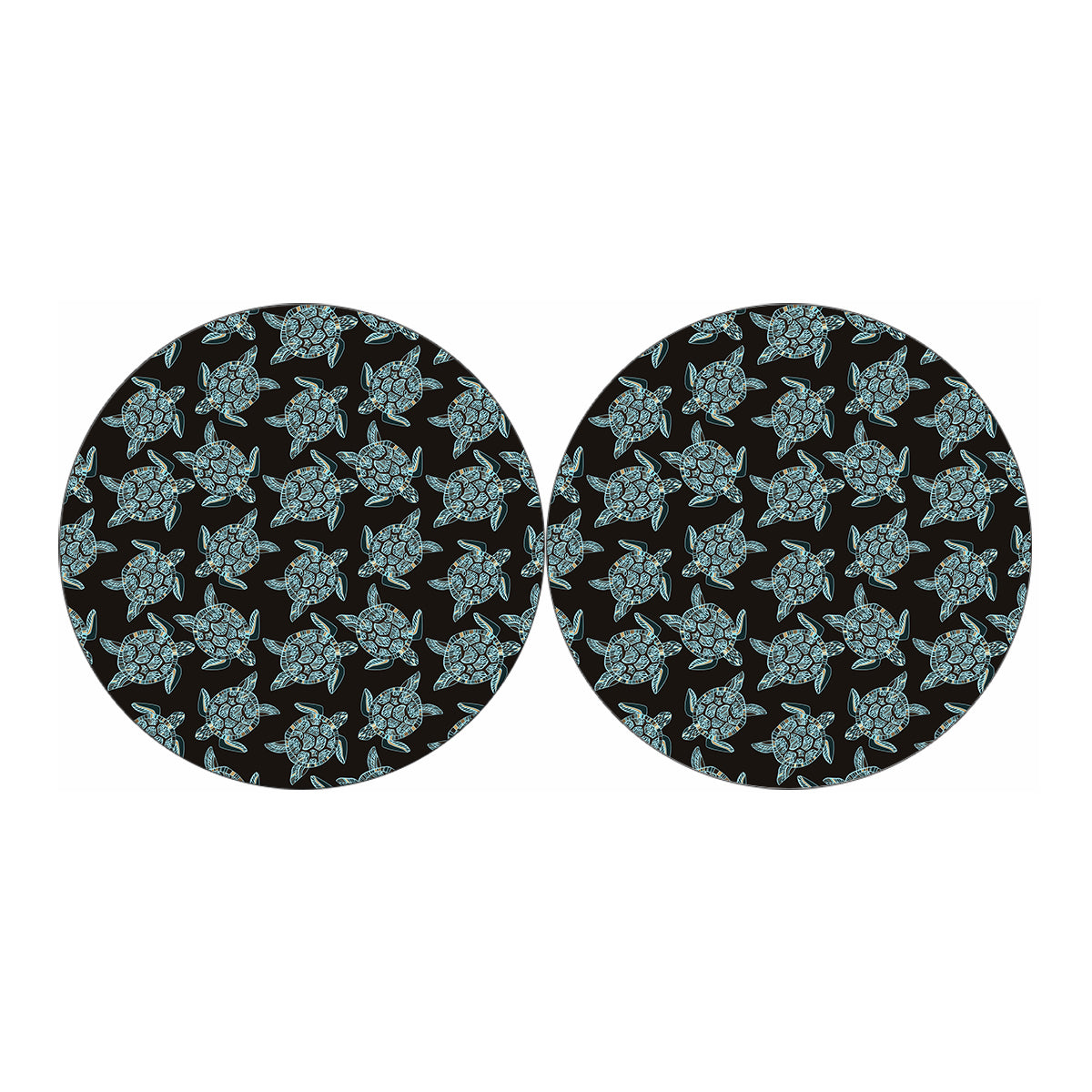 Blue And Black Sea Turtle Pattern Print Car Coasters