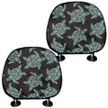 Blue And Black Sea Turtle Pattern Print Car Headrest Covers