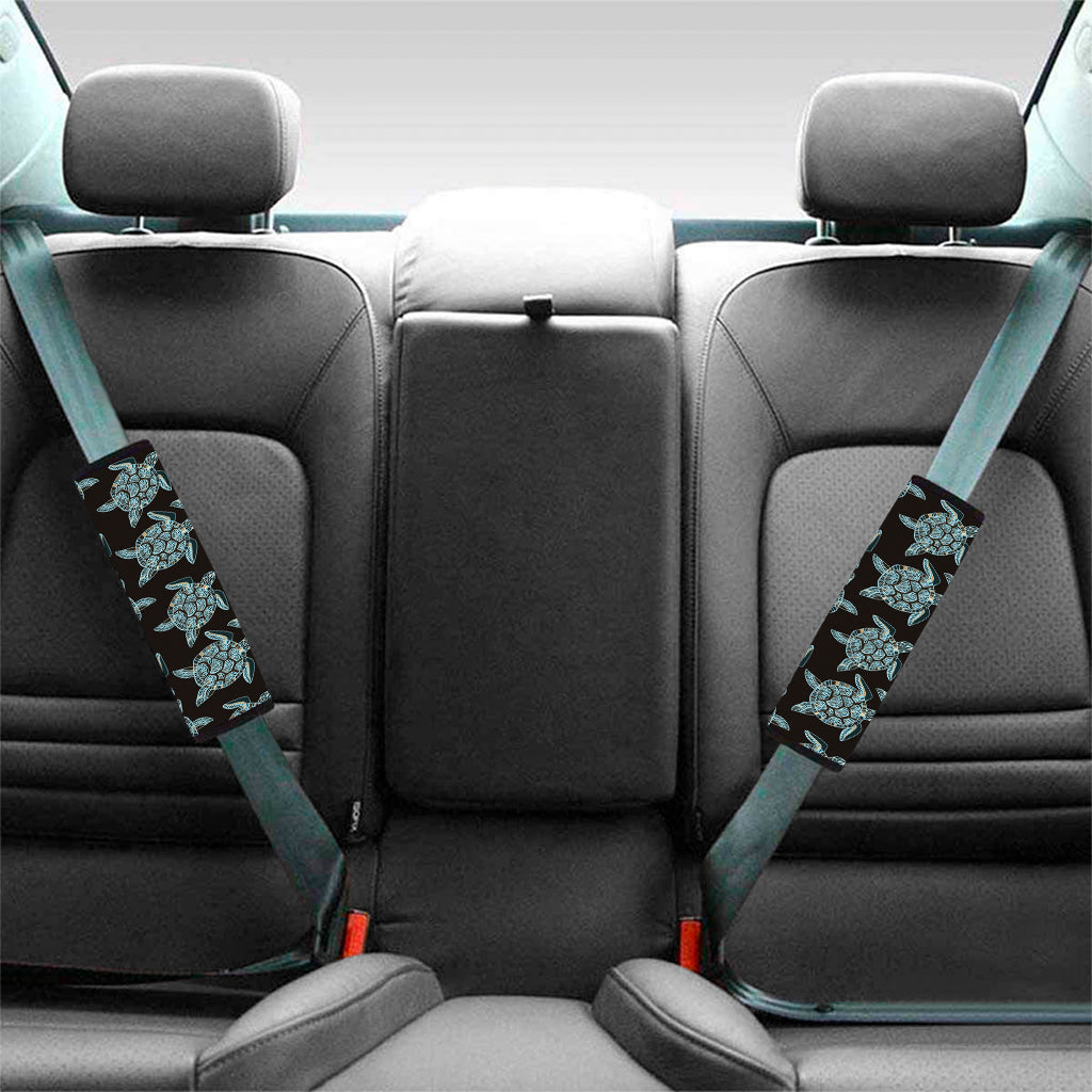 Blue And Black Sea Turtle Pattern Print Car Seat Belt Covers
