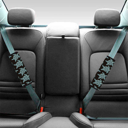 Blue And Black Sea Turtle Pattern Print Car Seat Belt Covers