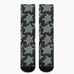 Blue And Black Sea Turtle Pattern Print Crew Socks