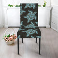 Blue And Black Sea Turtle Pattern Print Dining Chair Slipcover