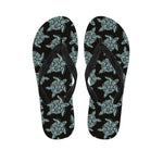 Blue And Black Sea Turtle Pattern Print Flip Flops