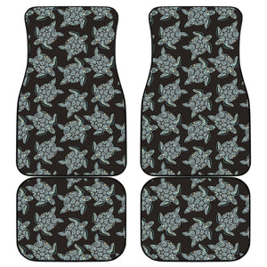 Blue And Black Sea Turtle Pattern Print Front and Back Car Floor Mats