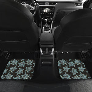 Blue And Black Sea Turtle Pattern Print Front and Back Car Floor Mats