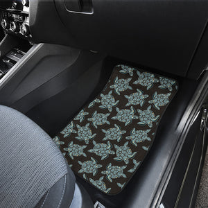 Blue And Black Sea Turtle Pattern Print Front and Back Car Floor Mats