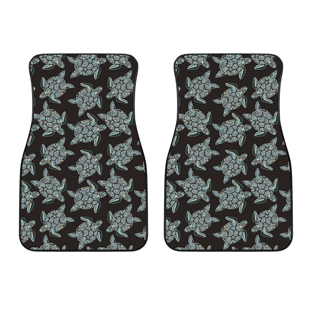 Blue And Black Sea Turtle Pattern Print Front Car Floor Mats