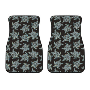 Blue And Black Sea Turtle Pattern Print Front Car Floor Mats