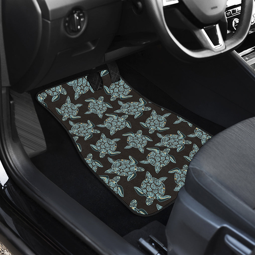 Blue And Black Sea Turtle Pattern Print Front Car Floor Mats