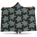 Blue And Black Sea Turtle Pattern Print Hooded Blanket
