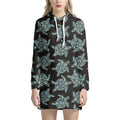 Blue And Black Sea Turtle Pattern Print Pullover Hoodie Dress