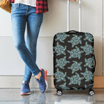 Blue And Black Sea Turtle Pattern Print Luggage Cover