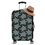 Blue And Black Sea Turtle Pattern Print Luggage Cover