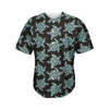 Blue And Black Sea Turtle Pattern Print Men's Baseball Jersey