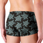 Blue And Black Sea Turtle Pattern Print Men's Boxer Briefs