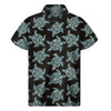 Blue And Black Sea Turtle Pattern Print Men's Short Sleeve Shirt