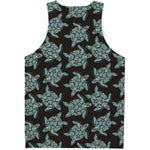 Blue And Black Sea Turtle Pattern Print Men's Tank Top