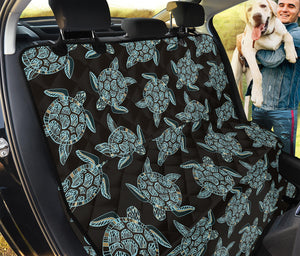 Blue And Black Sea Turtle Pattern Print Pet Car Back Seat Cover