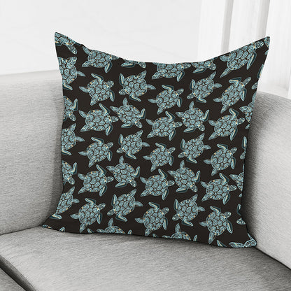 Blue And Black Sea Turtle Pattern Print Pillow Cover