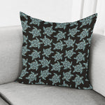 Blue And Black Sea Turtle Pattern Print Pillow Cover