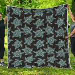 Blue And Black Sea Turtle Pattern Print Quilt