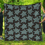 Blue And Black Sea Turtle Pattern Print Quilt