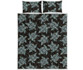 Blue And Black Sea Turtle Pattern Print Quilt Bed Set