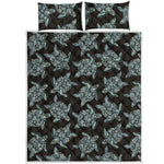 Blue And Black Sea Turtle Pattern Print Quilt Bed Set