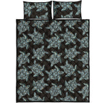 Blue And Black Sea Turtle Pattern Print Quilt Bed Set