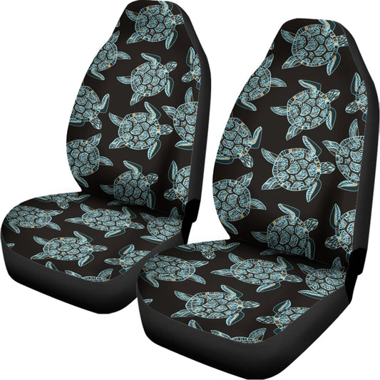 Blue And Black Sea Turtle Pattern Print Universal Fit Car Seat Covers