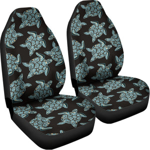 Blue And Black Sea Turtle Pattern Print Universal Fit Car Seat Covers