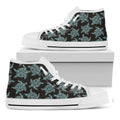 Blue And Black Sea Turtle Pattern Print White High Top Sneakers