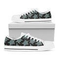 Blue And Black Sea Turtle Pattern Print White Low Top Sneakers