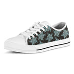 Blue And Black Sea Turtle Pattern Print White Low Top Shoes