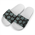 Blue And Black Sea Turtle Pattern Print White Slide Sandals