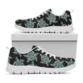 Blue And Black Sea Turtle Pattern Print White Running Shoes