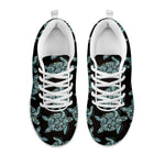 Blue And Black Sea Turtle Pattern Print White Sneakers