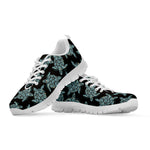 Blue And Black Sea Turtle Pattern Print White Sneakers