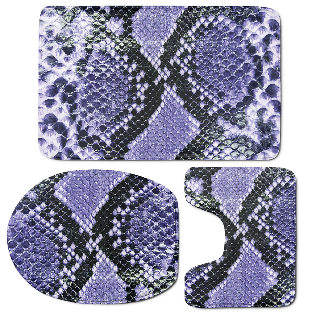 Blue And Black Snakeskin Print 3 Piece Bath Mat Set